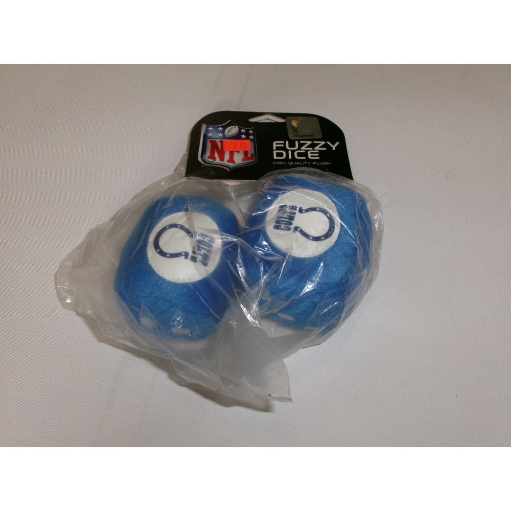 INDIANAPOLIS COLTS FUZZY DICE CAR AUTOMOBILE VINTAGE DEADSTOCK H3